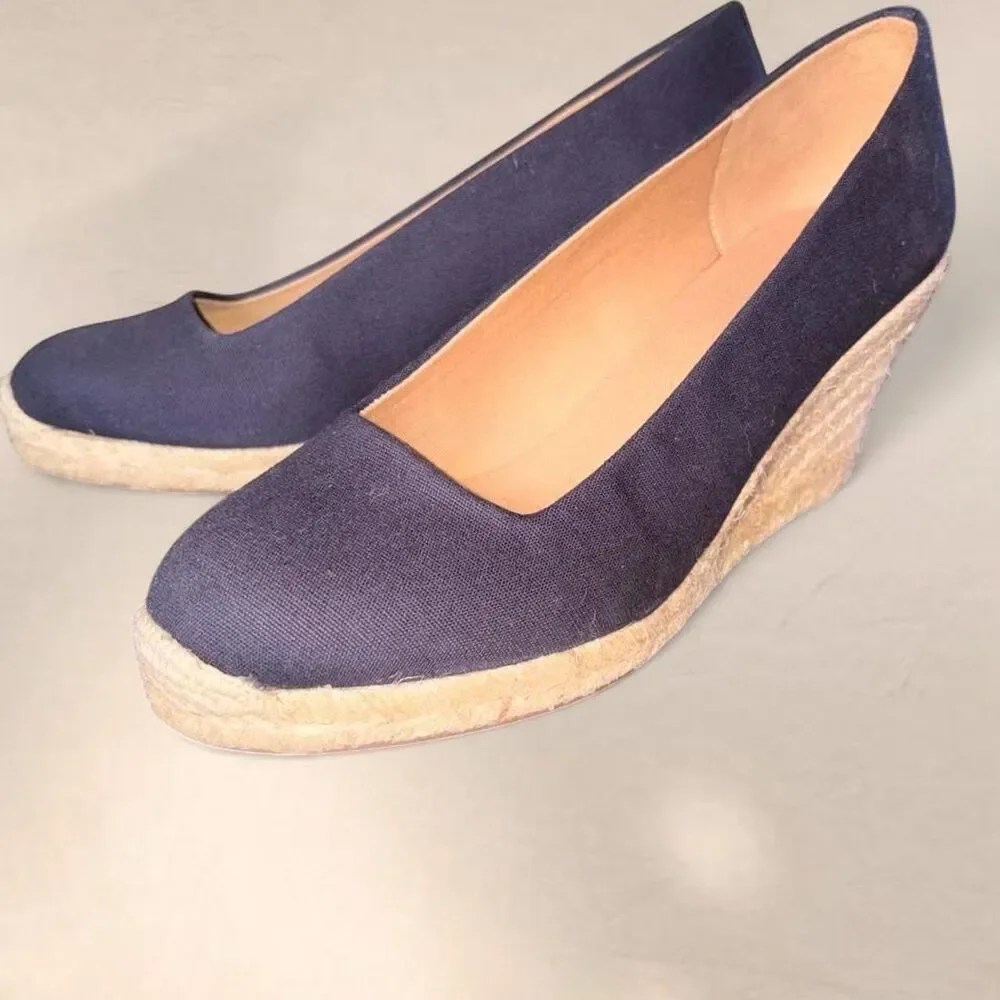 J. Crew Women's Size 9 Navy and Blue Wedge Platforms